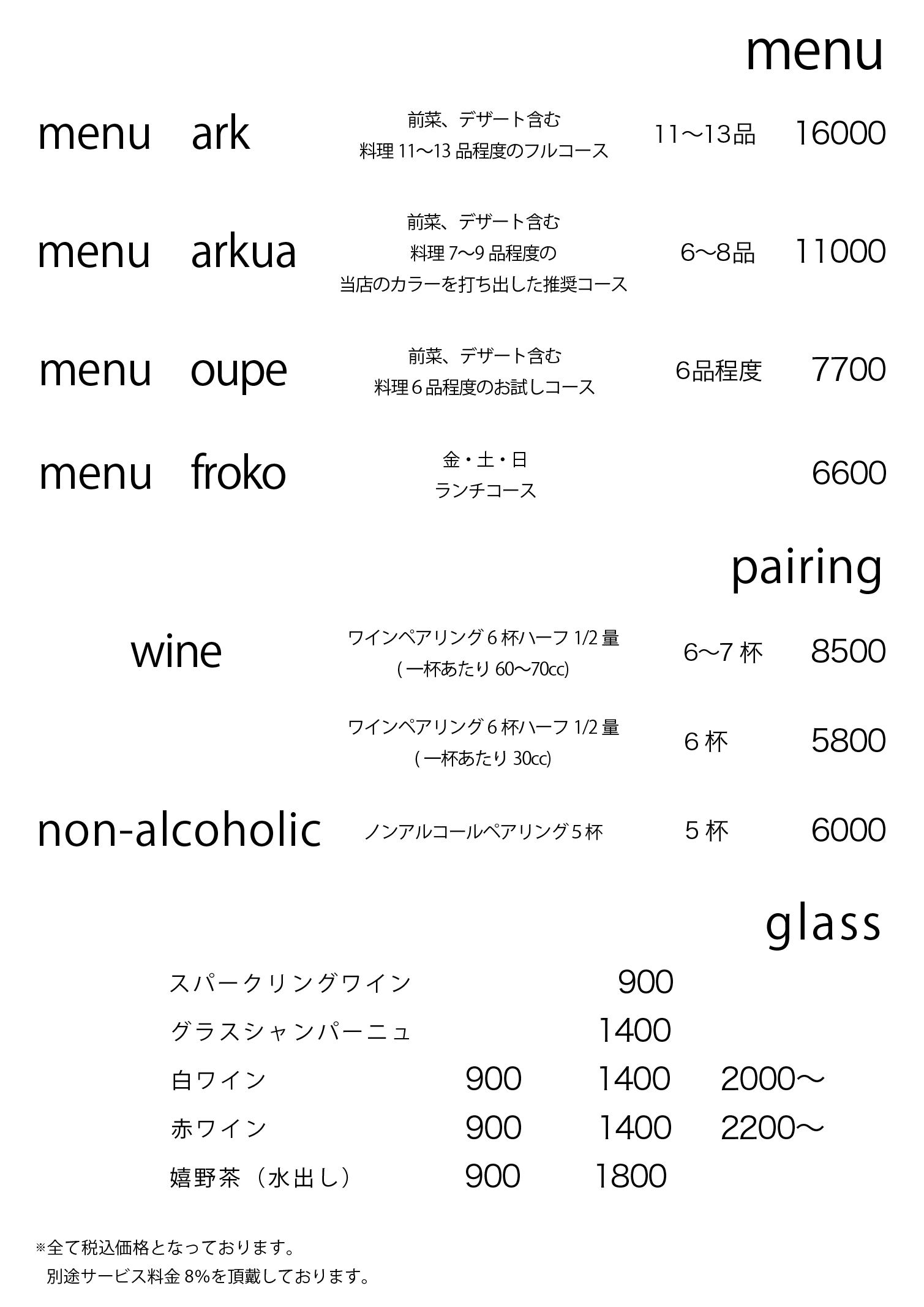 menu